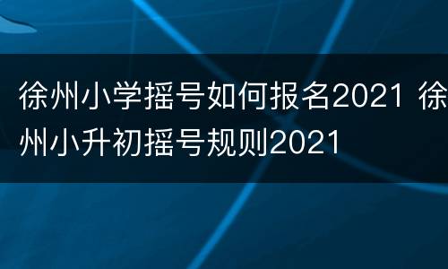 徐州小学摇号如何报名2021 徐州小升初摇号规则2021