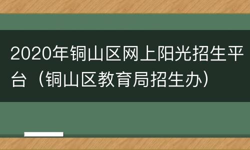 2020年铜山区网上阳光招生平台（铜山区教育局招生办）