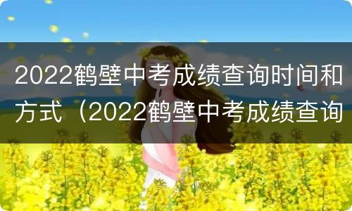 2022鹤壁中考成绩查询时间和方式（2022鹤壁中考成绩查询时间和方式是什么）