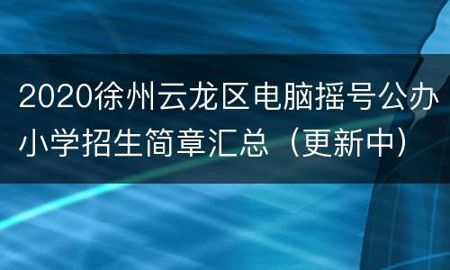 2020徐州云龙区电脑摇号公办小学招生简章汇总（更新中）