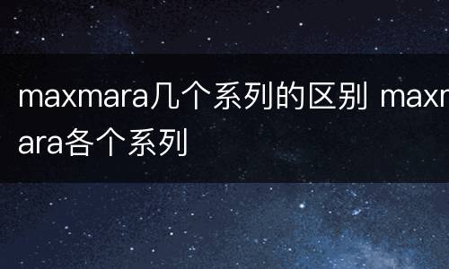 maxmara几个系列的区别 maxmara各个系列