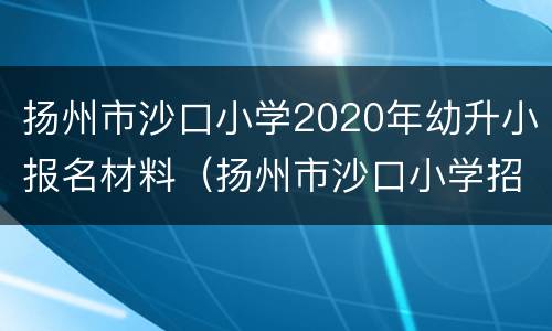 扬州市沙口小学2020年幼升小报名材料（扬州市沙口小学招生简章）