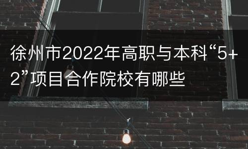 徐州市2022年高职与本科“5+2”项目合作院校有哪些