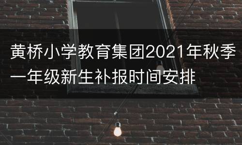 黄桥小学教育集团2021年秋季一年级新生补报时间安排