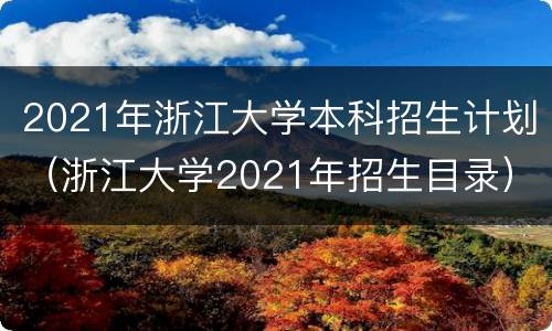 2021年浙江大学本科招生计划（浙江大学2021年招生目录）