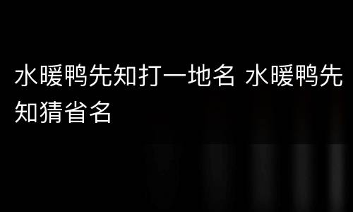 水暖鸭先知打一地名 水暖鸭先知猜省名