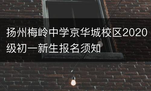 扬州梅岭中学京华城校区2020级初一新生报名须知