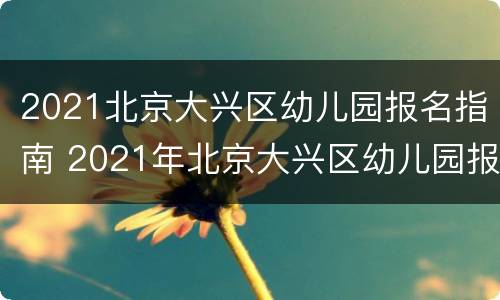 2021北京大兴区幼儿园报名指南 2021年北京大兴区幼儿园报名网上报名