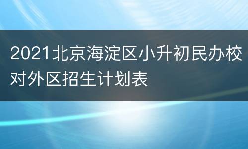 2021北京海淀区小升初民办校对外区招生计划表