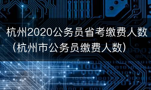 杭州2020公务员省考缴费人数（杭州市公务员缴费人数）