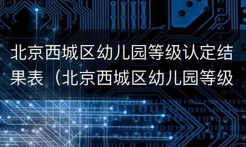 北京西城区幼儿园等级认定结果表（北京西城区幼儿园等级认定结果表查询）