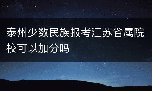 泰州少数民族报考江苏省属院校可以加分吗