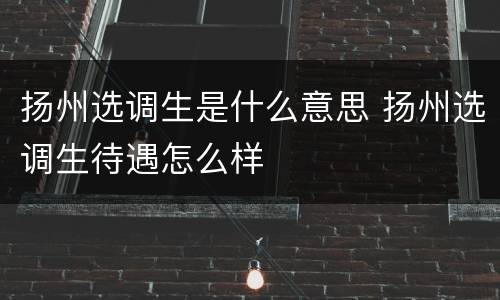 扬州选调生是什么意思 扬州选调生待遇怎么样