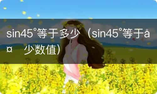 sin45°等于多少（sin45°等于多少数值）