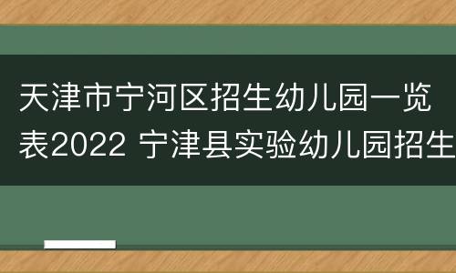 天津市宁河区招生幼儿园一览表2022 宁津县实验幼儿园招生