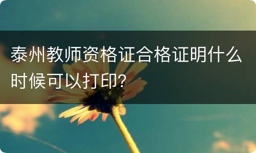 泰州教师资格证合格证明什么时候可以打印？