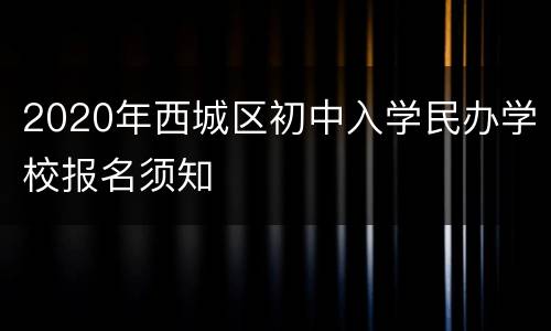 2020年西城区初中入学民办学校报名须知