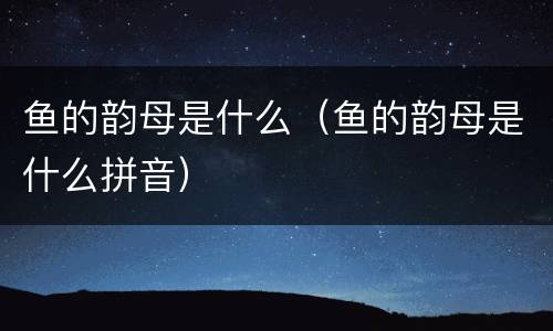 鱼的韵母是什么（鱼的韵母是什么拼音）