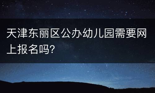 天津东丽区公办幼儿园需要网上报名吗？