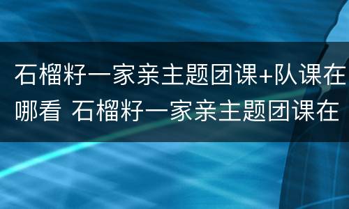 石榴籽一家亲主题团课+队课在哪看 石榴籽一家亲主题团课在哪儿看