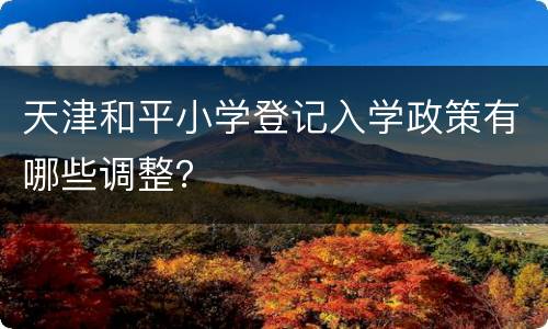 天津和平小学登记入学政策有哪些调整？