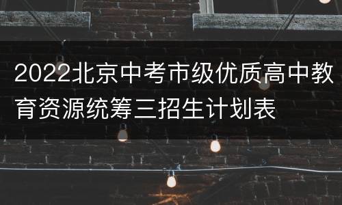 2022北京中考市级优质高中教育资源统筹三招生计划表