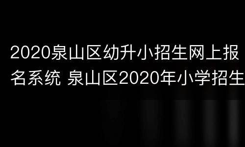 2020泉山区幼升小招生网上报名系统 泉山区2020年小学招生工作意见