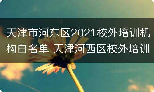 天津市河东区2021校外培训机构白名单 天津河西区校外培训机构合格名单