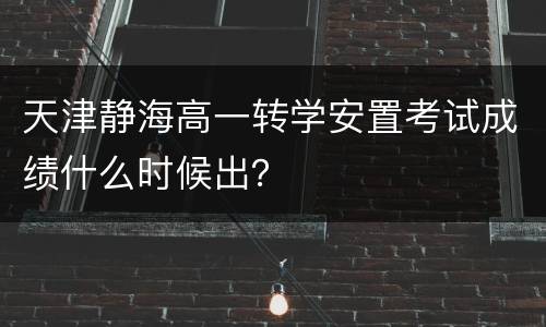 天津静海高一转学安置考试成绩什么时候出？