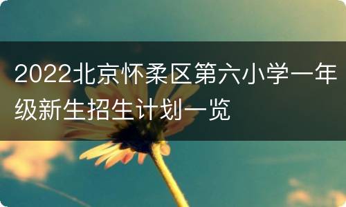 2022北京怀柔区第六小学一年级新生招生计划一览