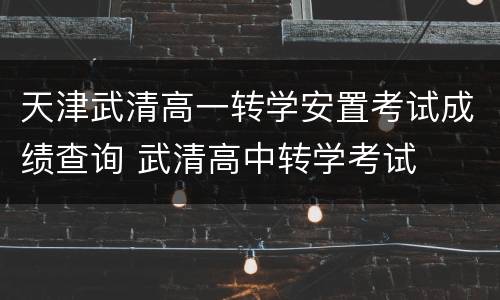 天津武清高一转学安置考试成绩查询 武清高中转学考试