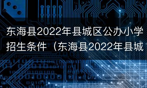 东海县2022年县城区公办小学招生条件（东海县2022年县城区公办小学招生条件是什么）