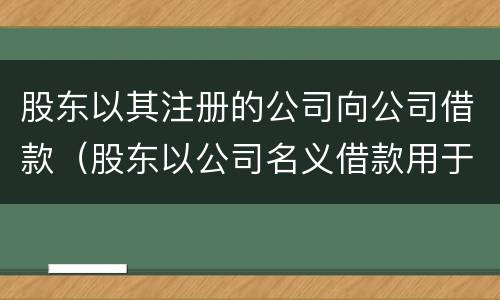 股东以其注册的公司向公司借款（股东以公司名义借款用于公司）