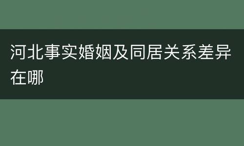 河北事实婚姻及同居关系差异在哪