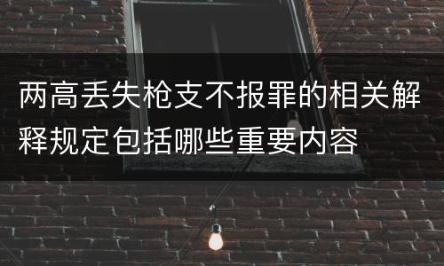 两高丢失枪支不报罪的相关解释规定包括哪些重要内容