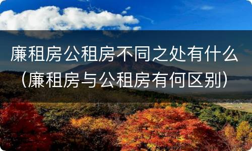 廉租房公租房不同之处有什么（廉租房与公租房有何区别）