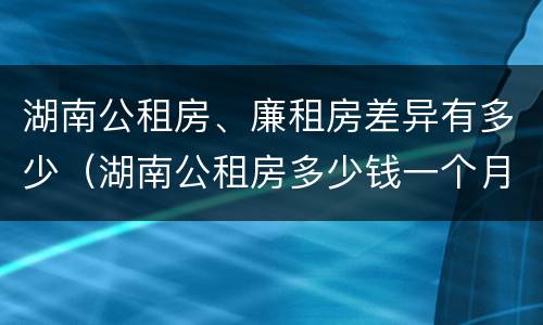 湖南公租房、廉租房差异有多少（湖南公租房多少钱一个月）