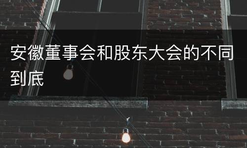 安徽董事会和股东大会的不同到底