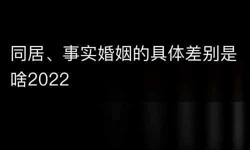 同居、事实婚姻的具体差别是啥2022