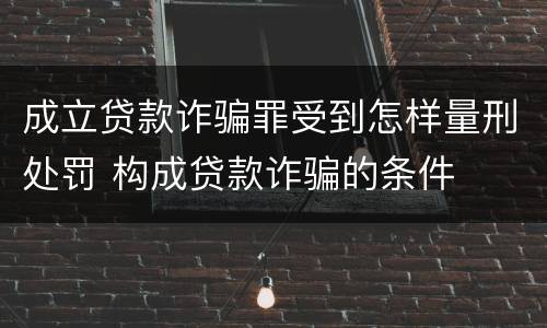 成立贷款诈骗罪受到怎样量刑处罚 构成贷款诈骗的条件