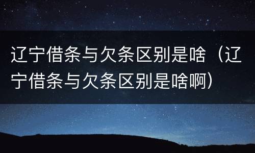 辽宁借条与欠条区别是啥（辽宁借条与欠条区别是啥啊）