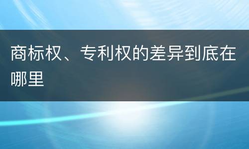 商标权、专利权的差异到底在哪里