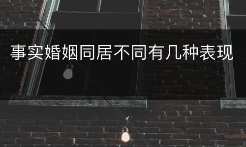 事实婚姻同居不同有几种表现