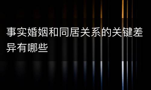 事实婚姻和同居关系的关键差异有哪些