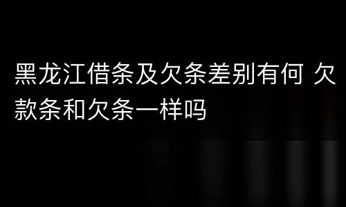 黑龙江借条及欠条差别有何 欠款条和欠条一样吗