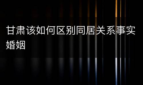 甘肃该如何区别同居关系事实婚姻