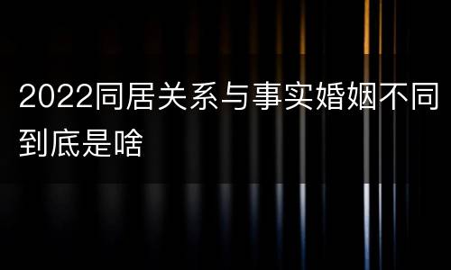 2022同居关系与事实婚姻不同到底是啥