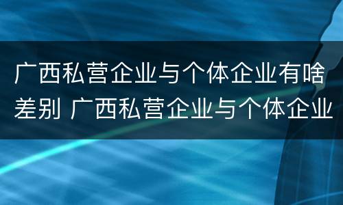 广西私营企业与个体企业有啥差别 广西私营企业与个体企业有啥差别吗