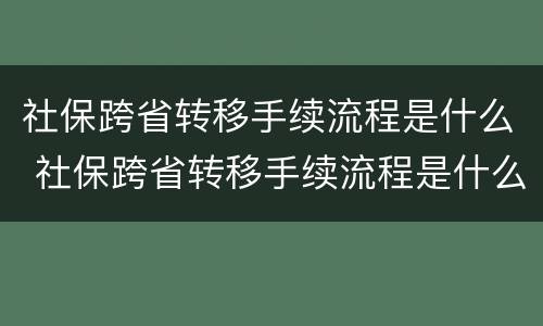 社保跨省转移手续流程是什么 社保跨省转移手续流程是什么样的