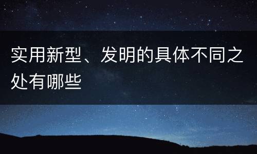 实用新型、发明的具体不同之处有哪些